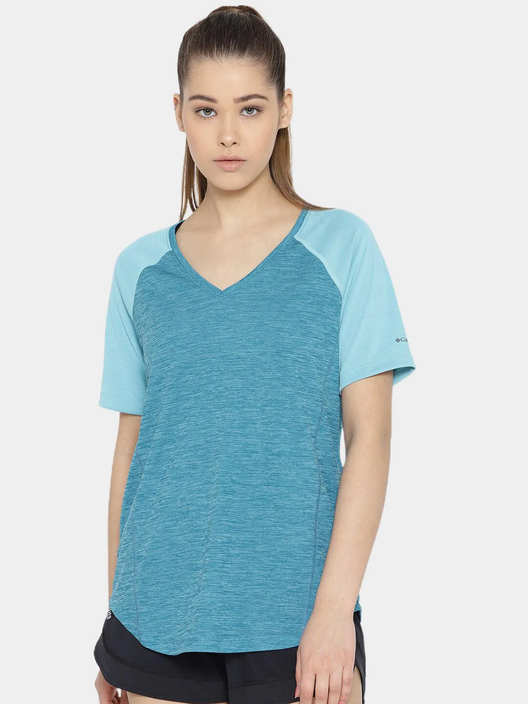 Columbia Women Blue Bryce Peak Short Sleeve T-Shirt