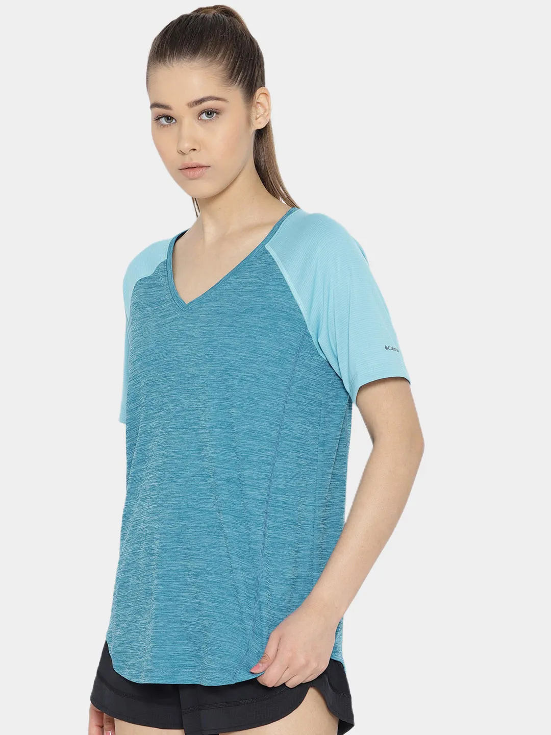 Columbia Women Blue Bryce Peak Short Sleeve T-Shirt