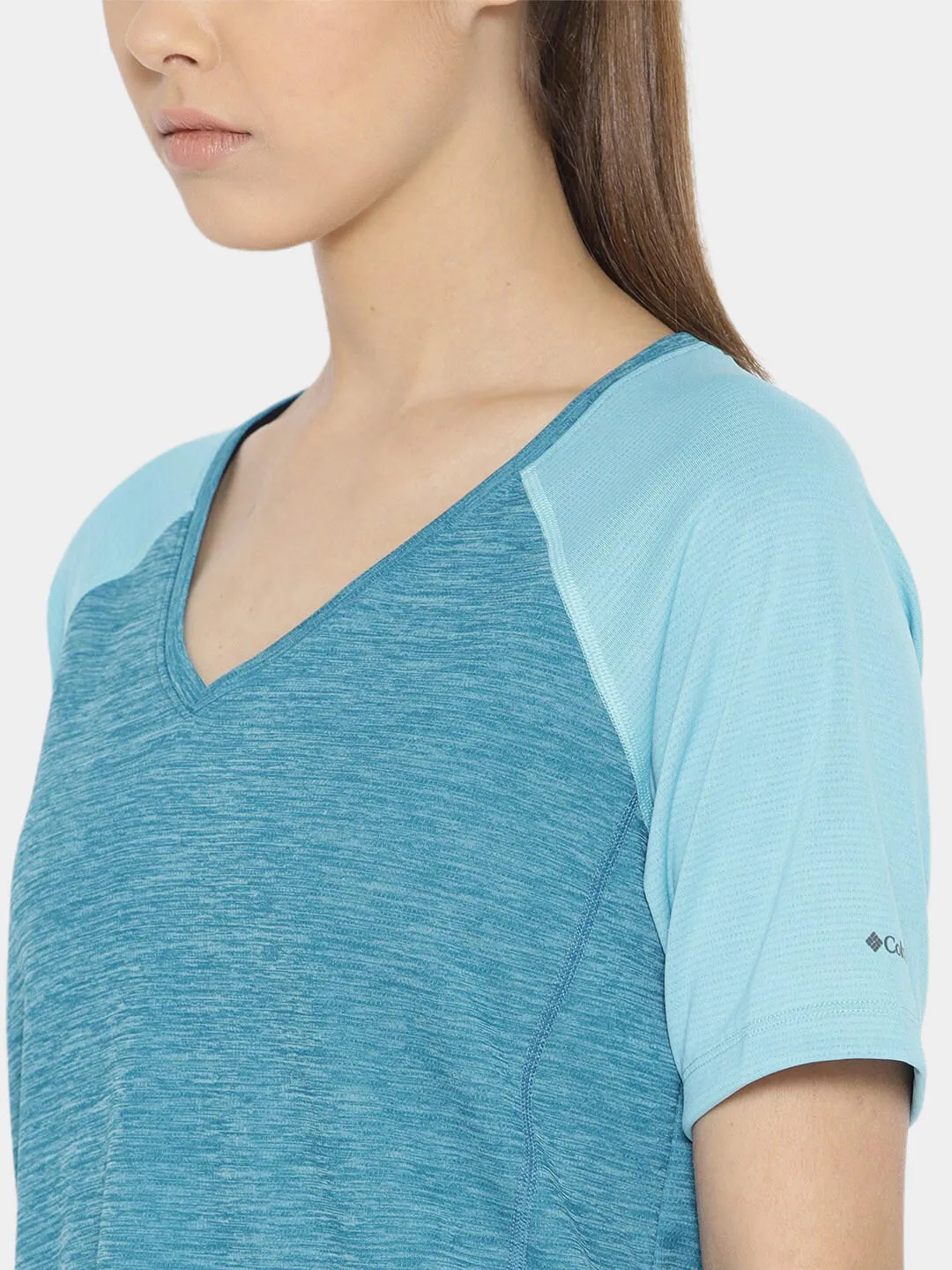 Columbia Women Blue Bryce Peak Short Sleeve T-Shirt