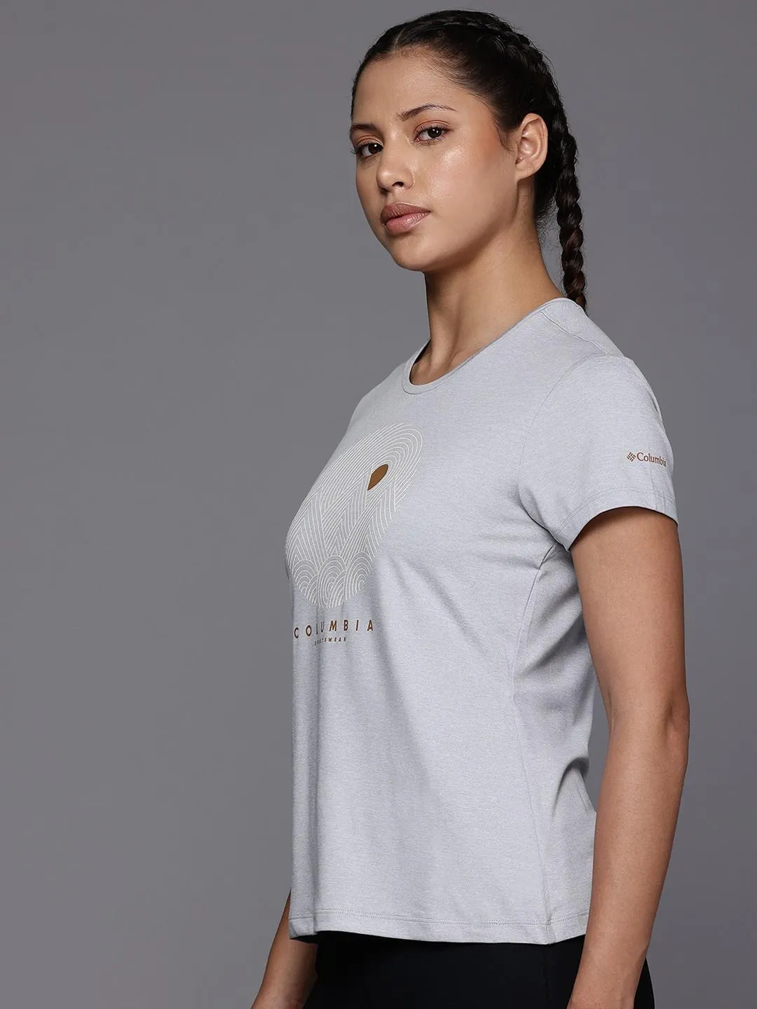 Columbia Womens Grey Sloan Ridge Graphic Short Sleeve Tee