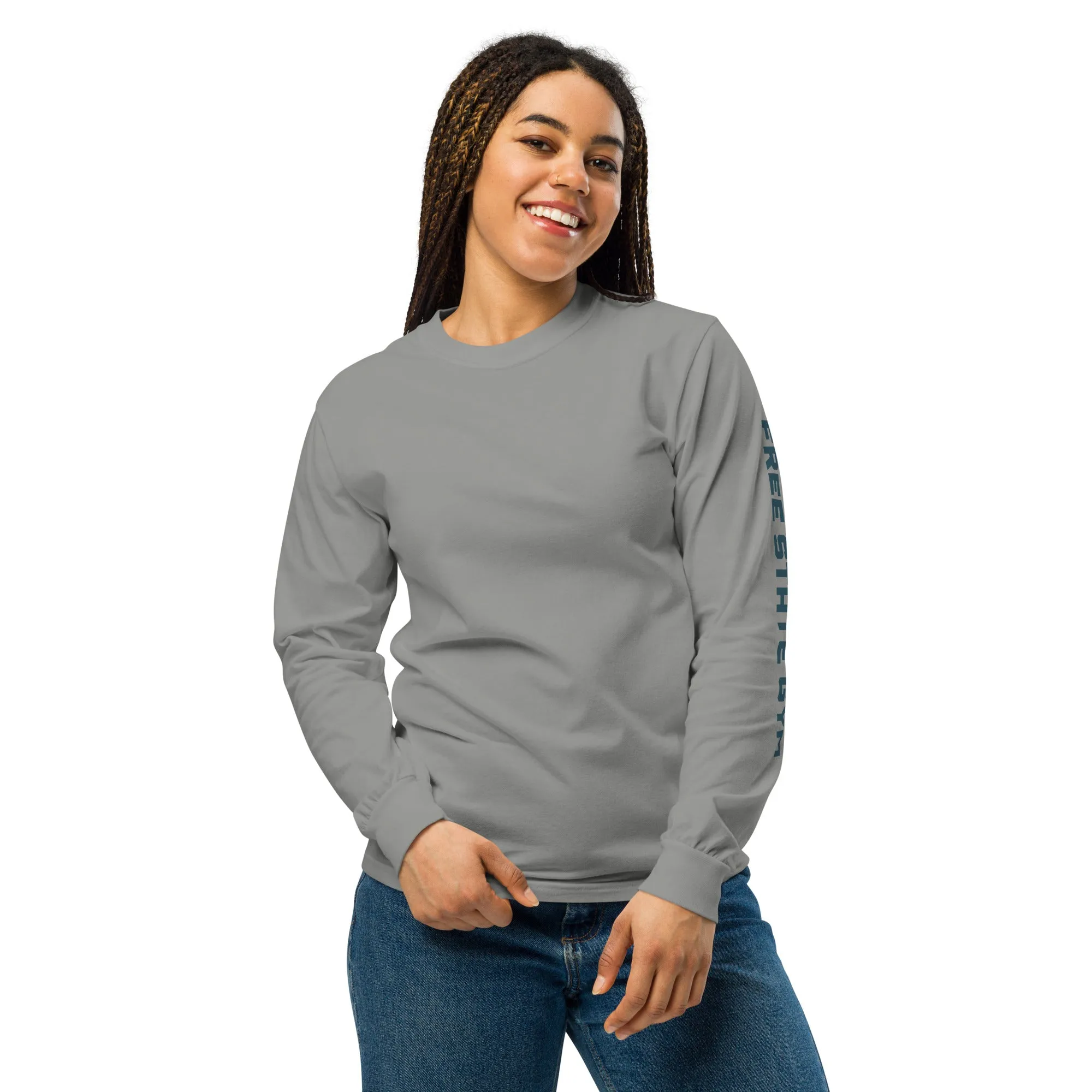 Comfort Colors Long Sleeve | Text on sleeve