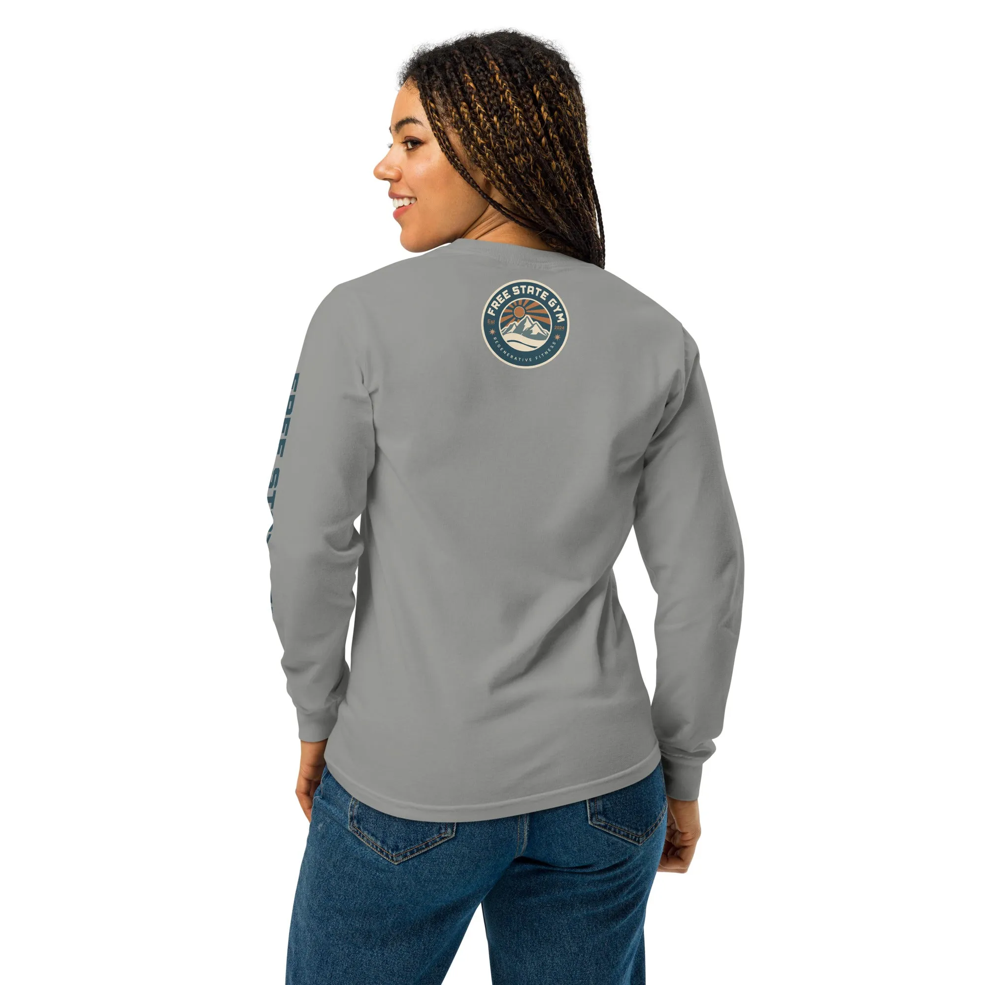 Comfort Colors Long Sleeve | Text on sleeve