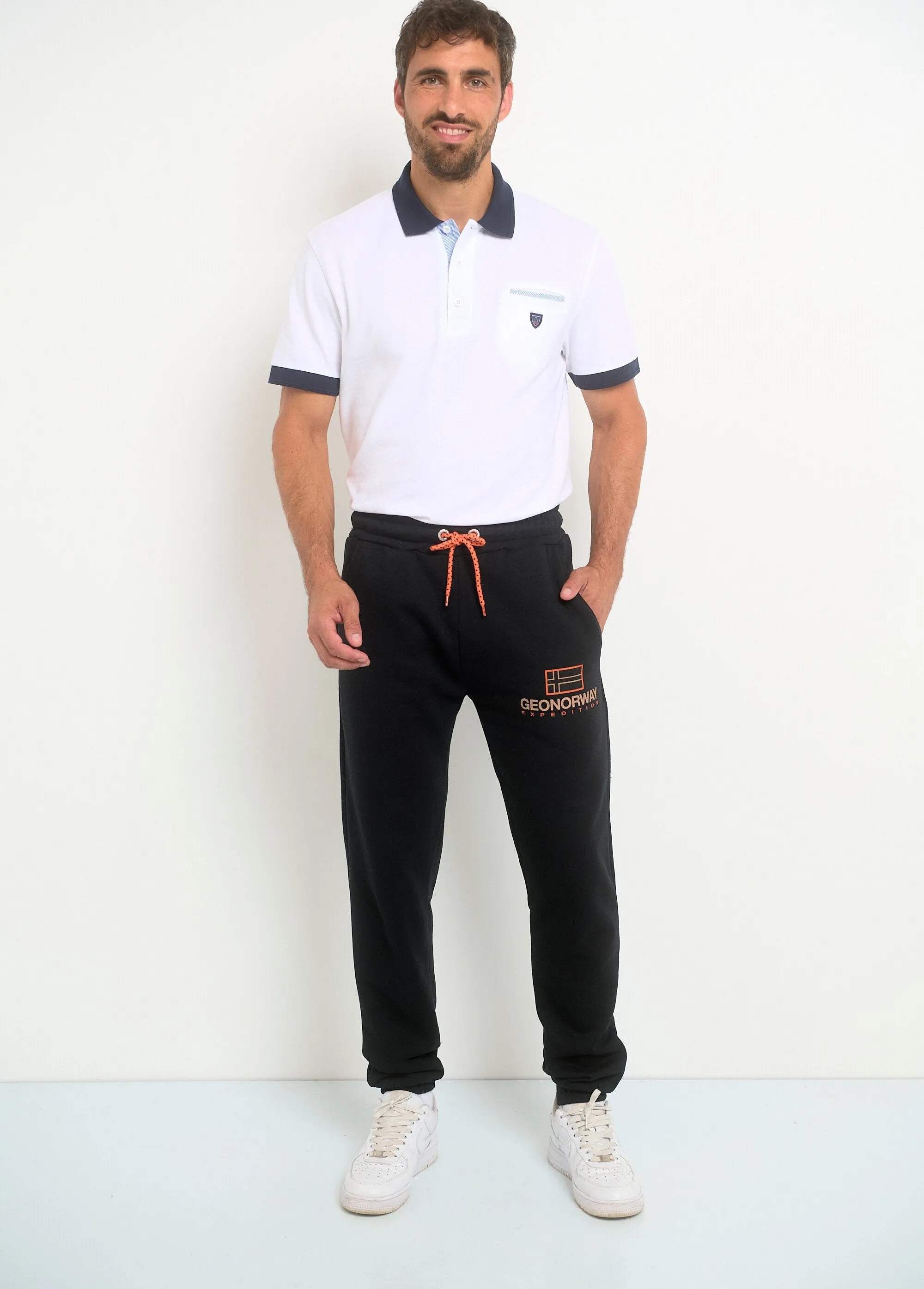 Contrasting tie jogging pants
