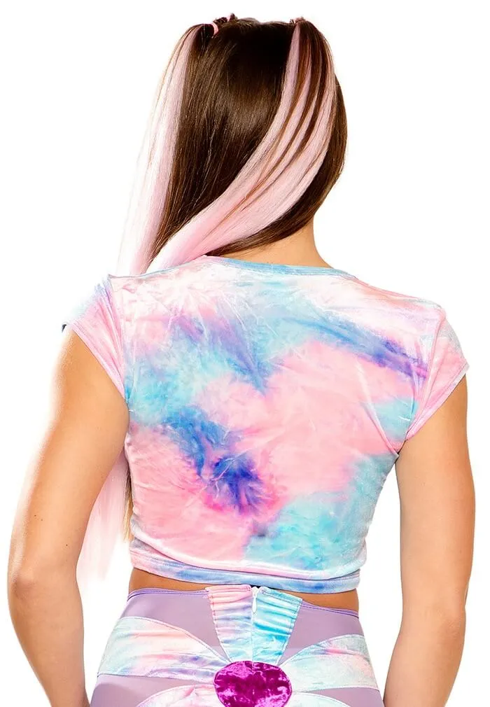 Cotton Kandi Tie-Dye Stretch Velvet Crop Top