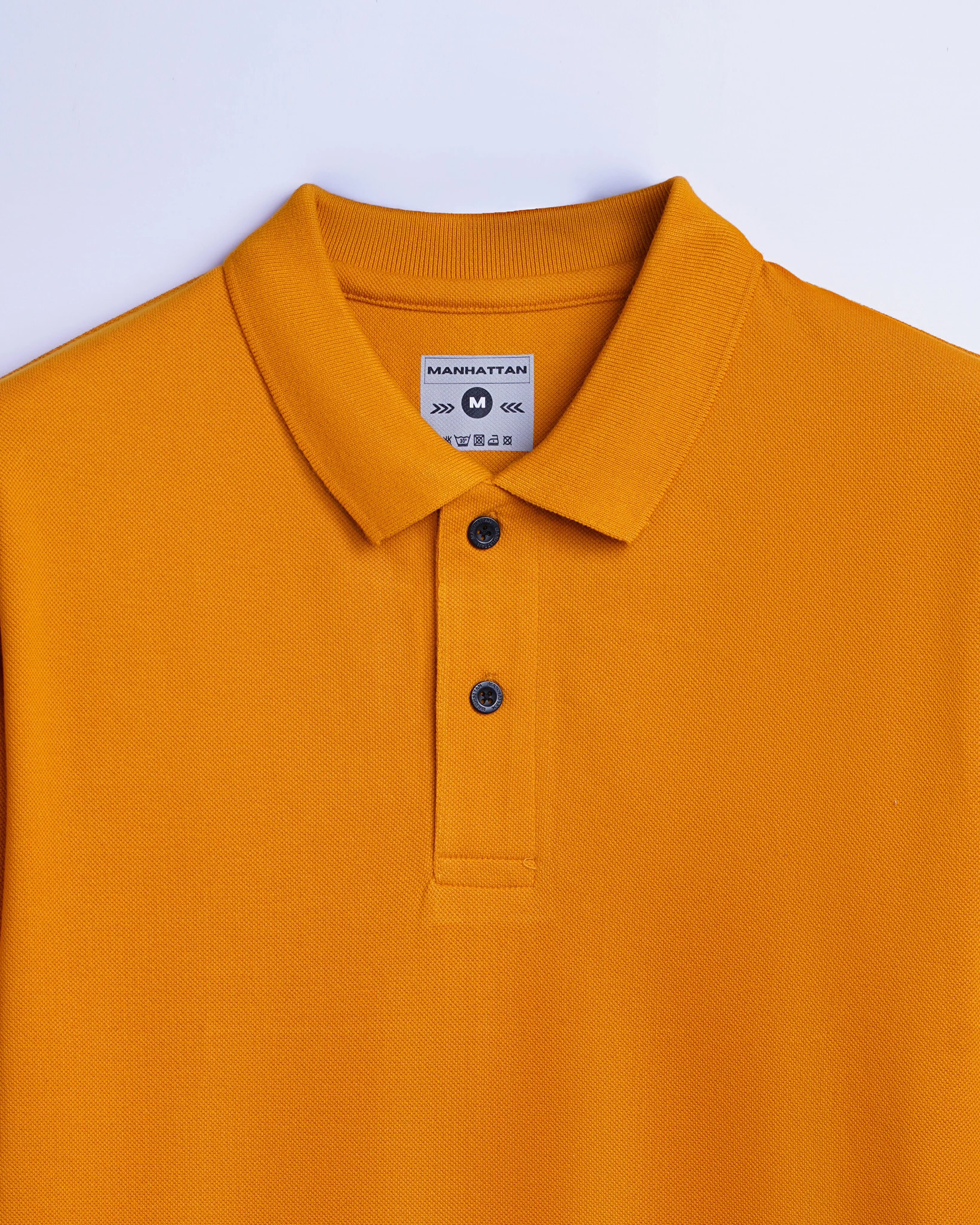 Cotton Polo Full Sleeve Unisex Golden Mustard Without Pocket
