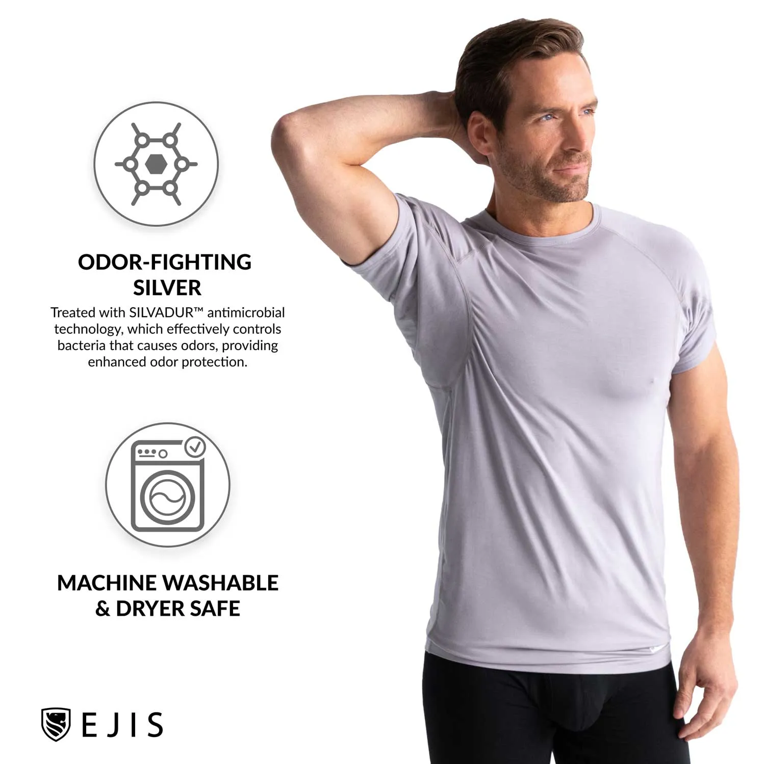 Crew Neck Micro Modal Sweat Proof Undershirt For Men - Black 9-Pack