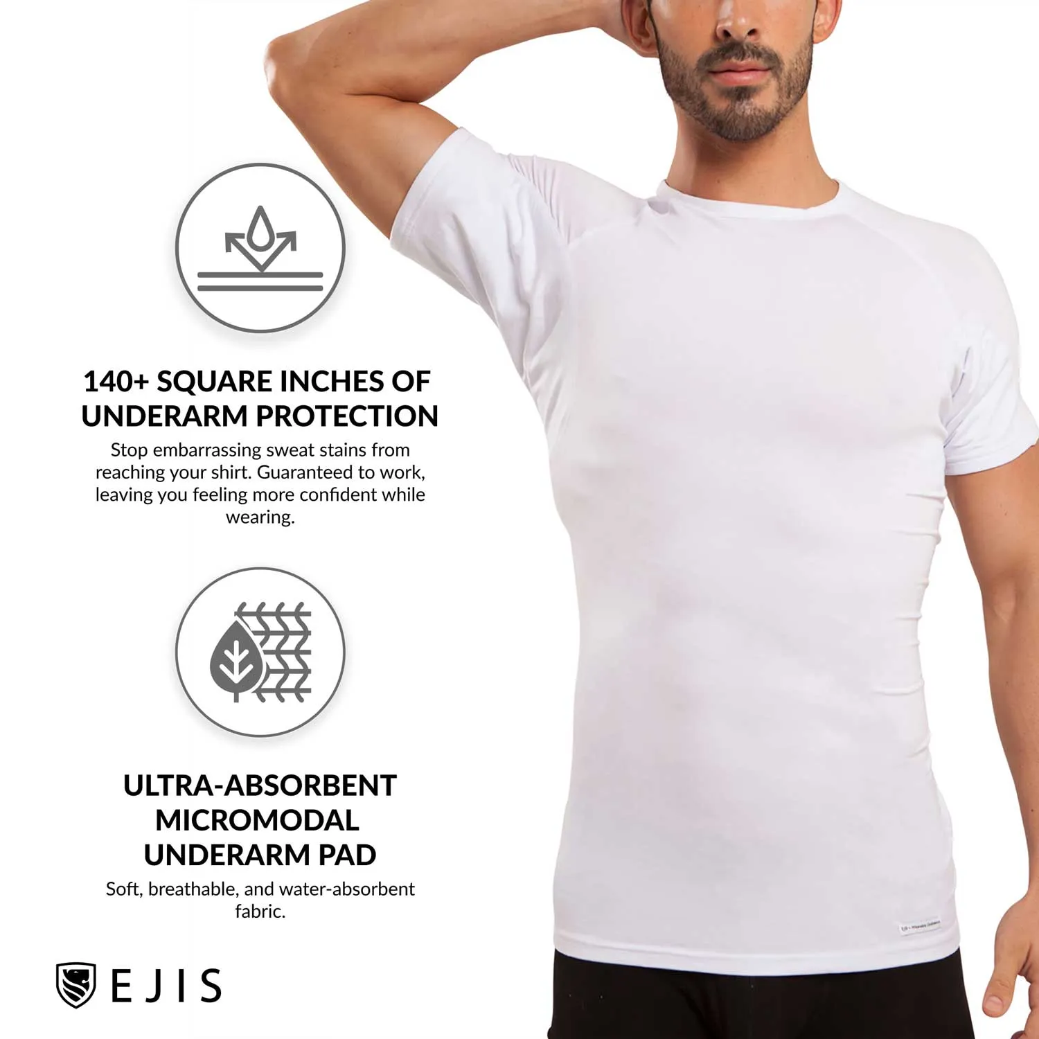 Crew Neck Micro Modal Sweat Proof Undershirt For Men - Black 9-Pack