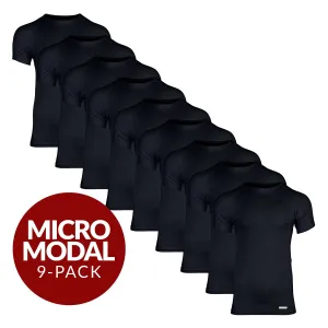 Crew Neck Micro Modal Sweat Proof Undershirt For Men - Black 9-Pack