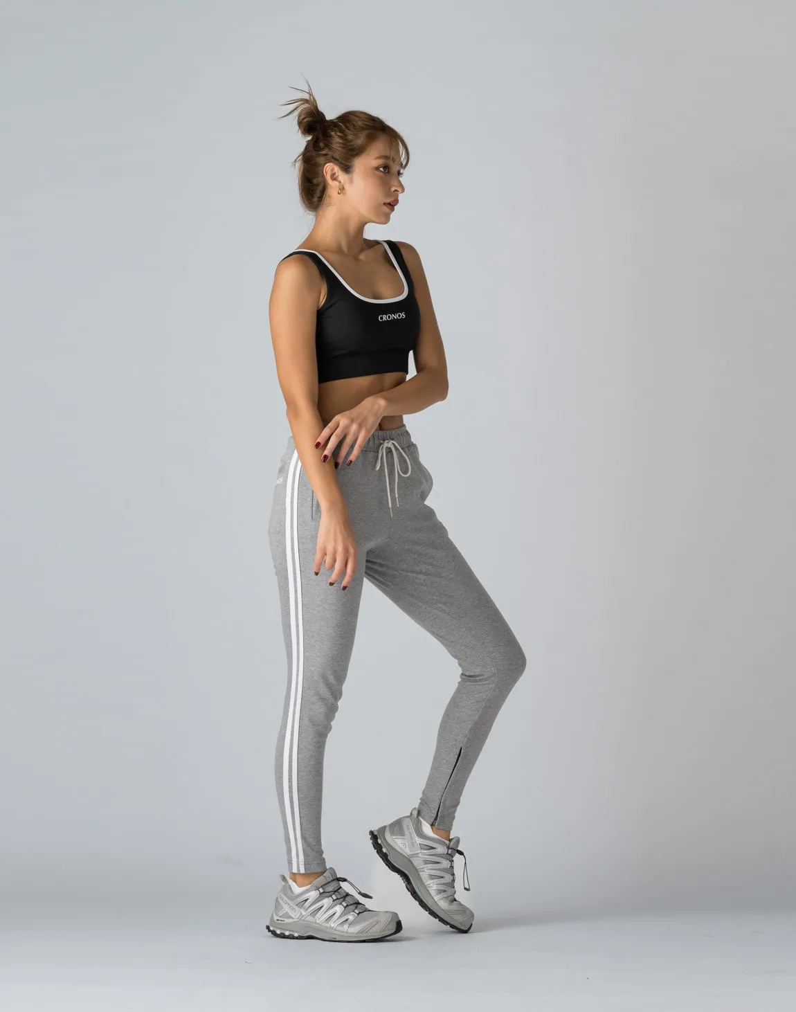 CRONOS WOMEN 2LINE STRETCH PANTS【GRAY】