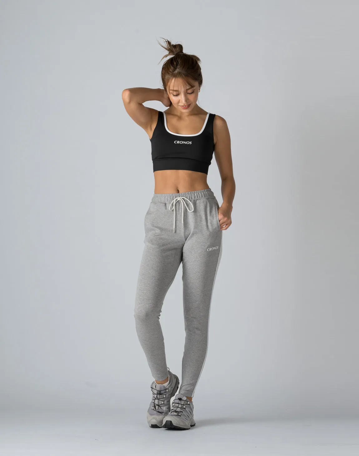 CRONOS WOMEN 2LINE STRETCH PANTS【GRAY】