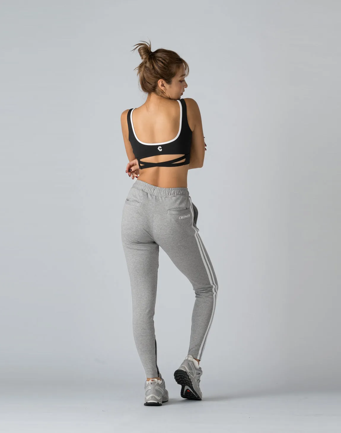 CRONOS WOMEN 2LINE STRETCH PANTS【GRAY】
