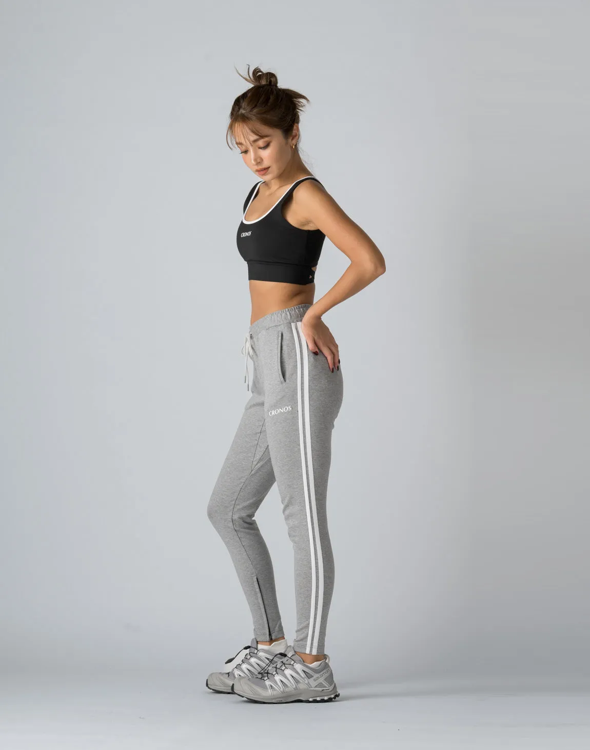 CRONOS WOMEN 2LINE STRETCH PANTS【GRAY】