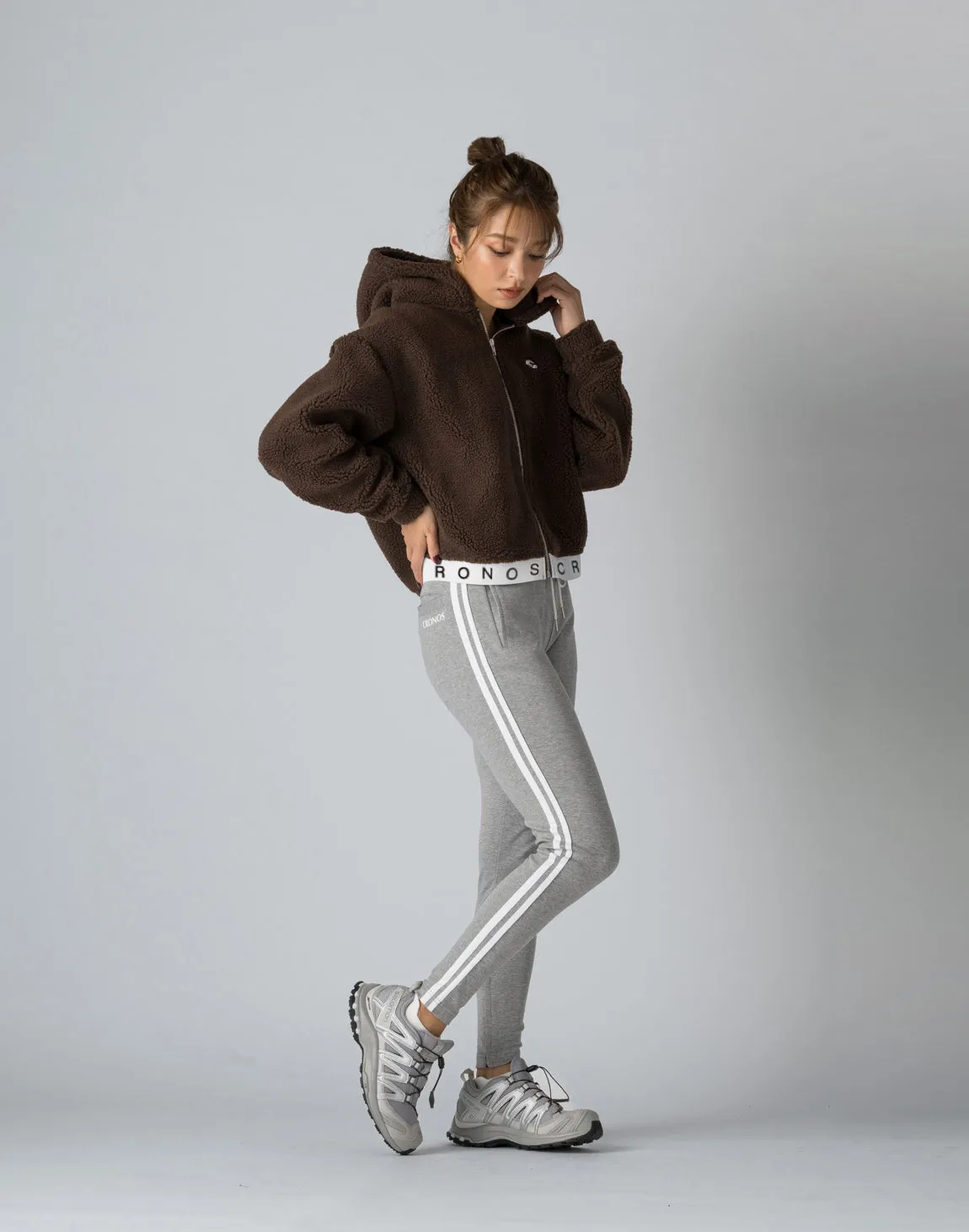 CRONOS WOMEN 2LINE STRETCH PANTS【GRAY】