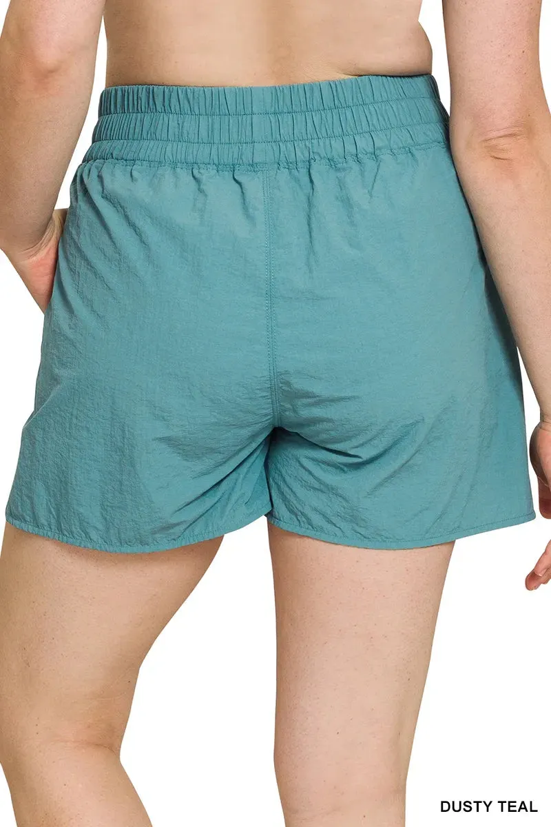 Curvy Ribbed Waistband Running Shorts