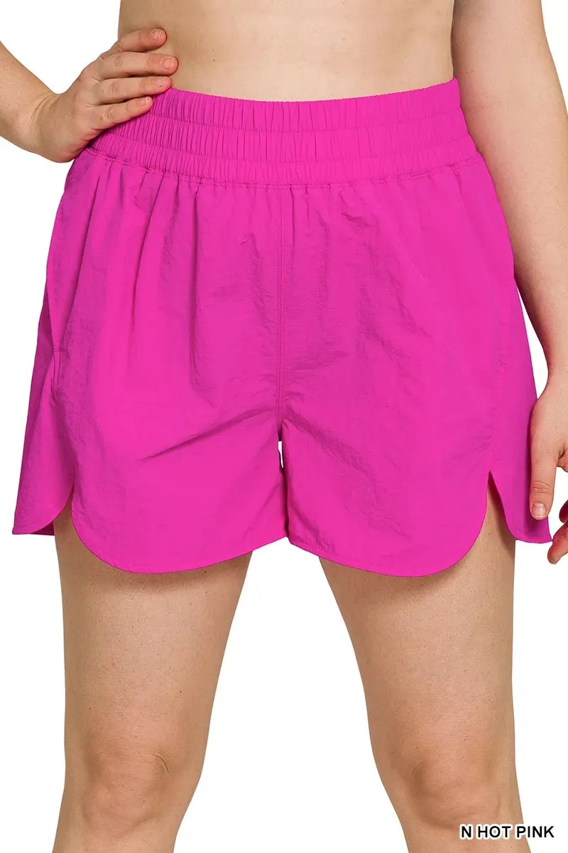 Curvy Ribbed Waistband Running Shorts