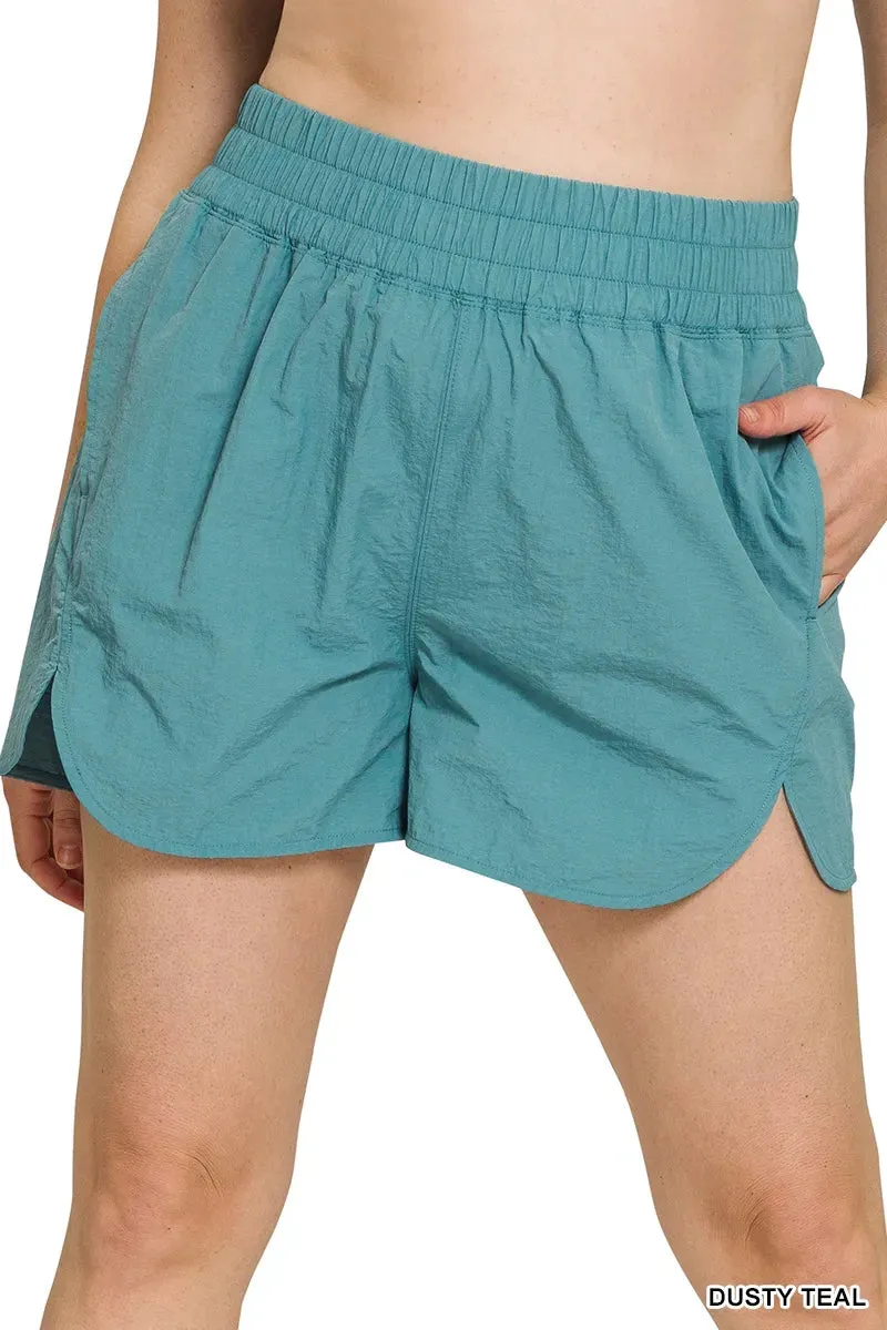 Curvy Ribbed Waistband Running Shorts