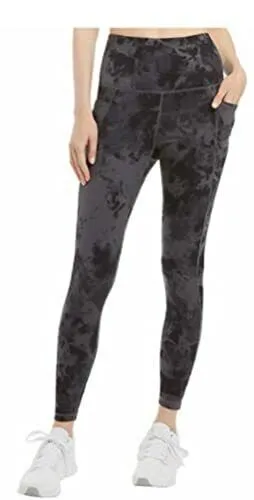 DANSKIN Women's Black Gray Leggings  Leggings Media Pockets