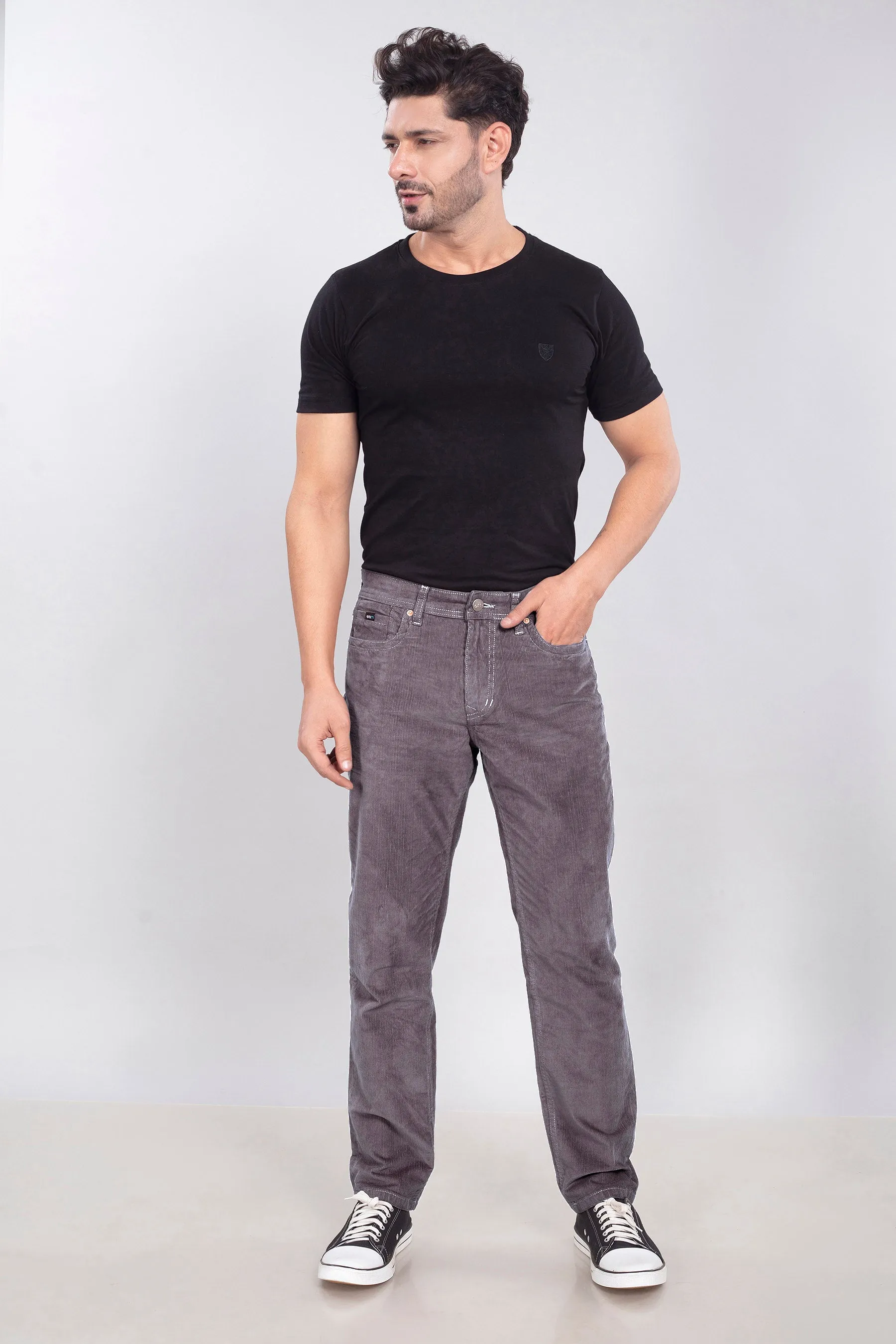 Dark Grey Stretch Corduroy Jeans