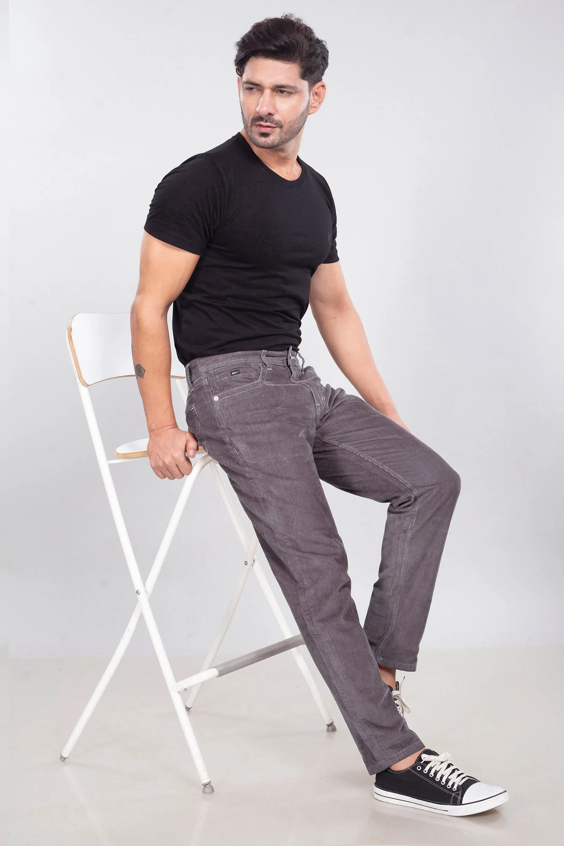 Dark Grey Stretch Corduroy Jeans