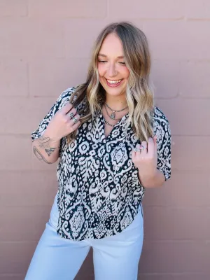 Dear John- Costa V-Neck 3/4 Sleeve Top- Paisley