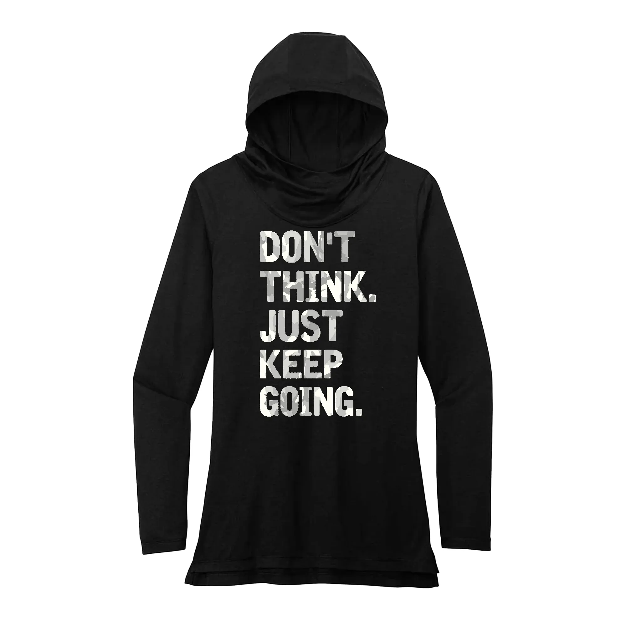 Don't Think Just Keep Going (White Camo) Performance Hoodie
