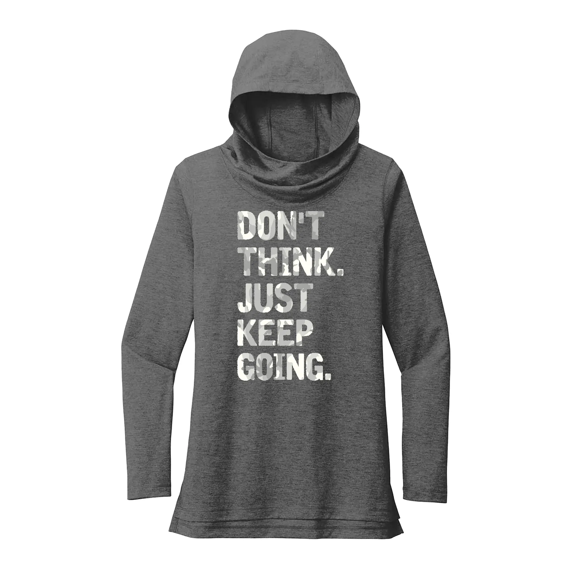 Don't Think Just Keep Going (White Camo) Performance Hoodie