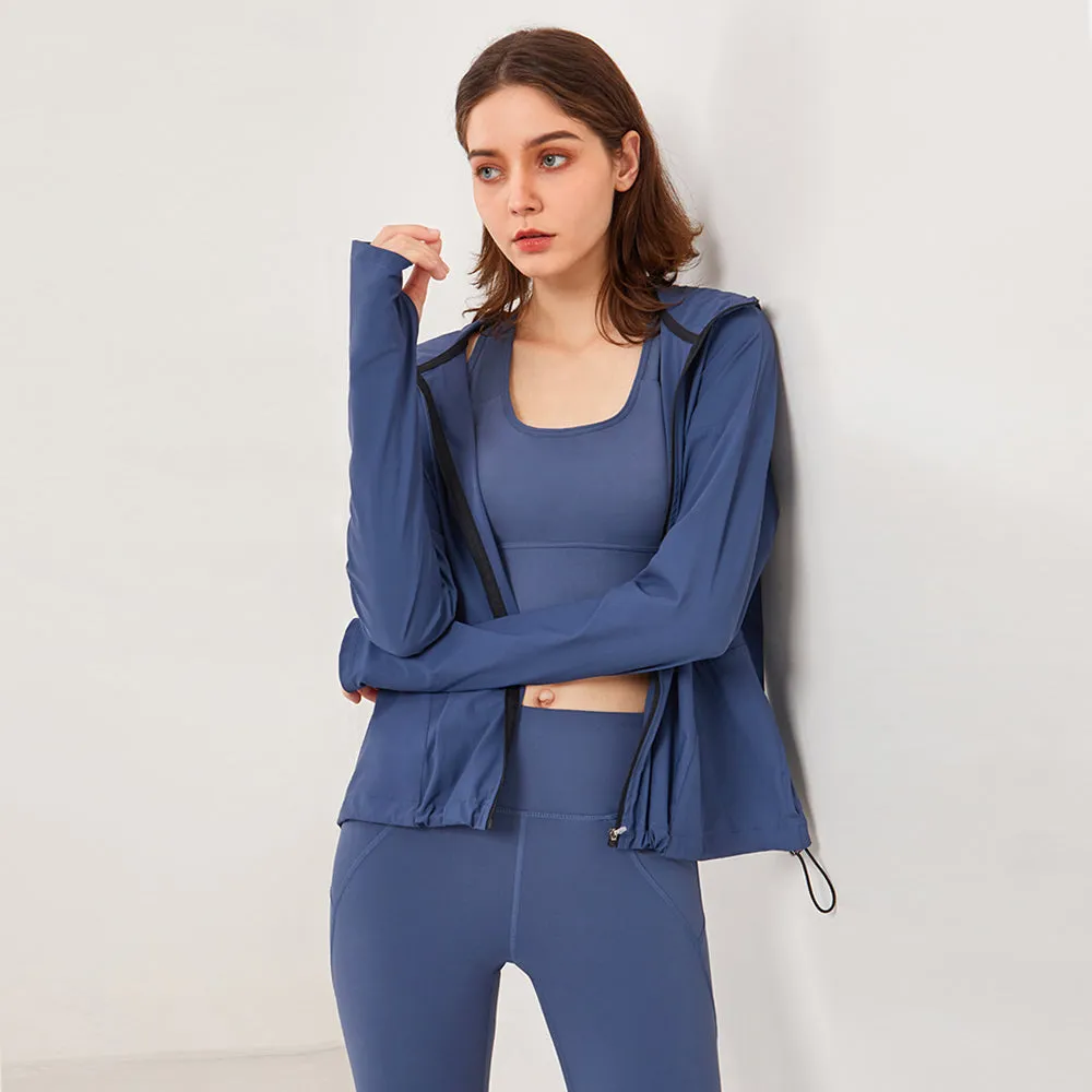 ECO  fitness  yoga jacket Flexible Active Wear Women Long Sleeve Gym Yoga Sports Jacket with Thumb Holes