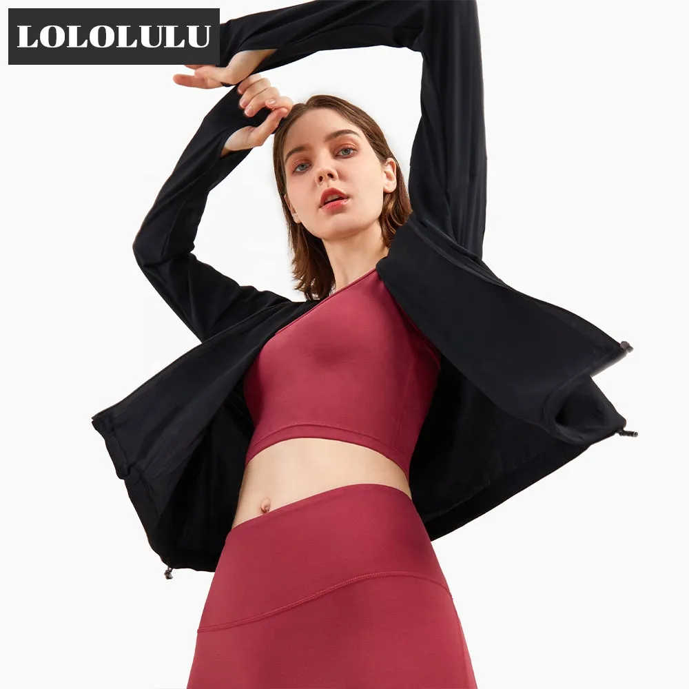 ECO  fitness  yoga jacket Flexible Active Wear Women Long Sleeve Gym Yoga Sports Jacket with Thumb Holes