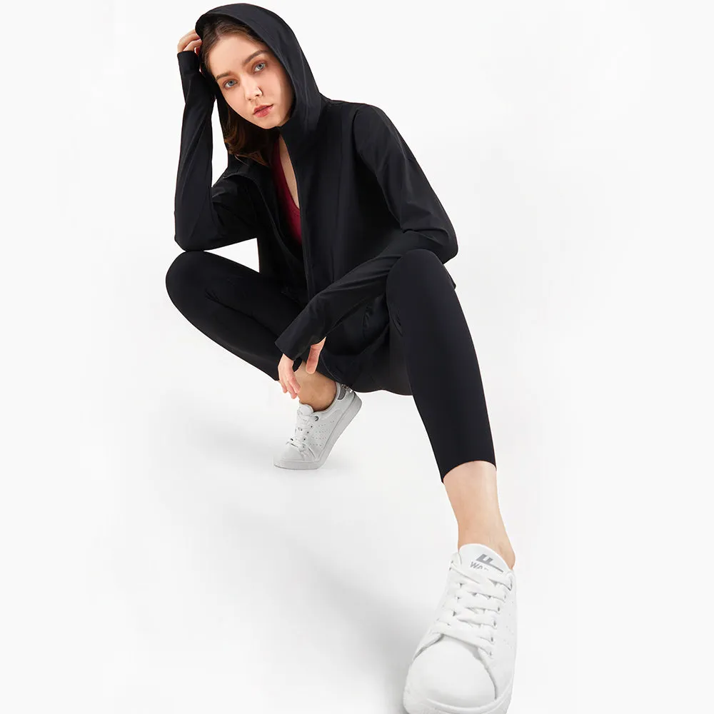 ECO  fitness  yoga jacket Flexible Active Wear Women Long Sleeve Gym Yoga Sports Jacket with Thumb Holes