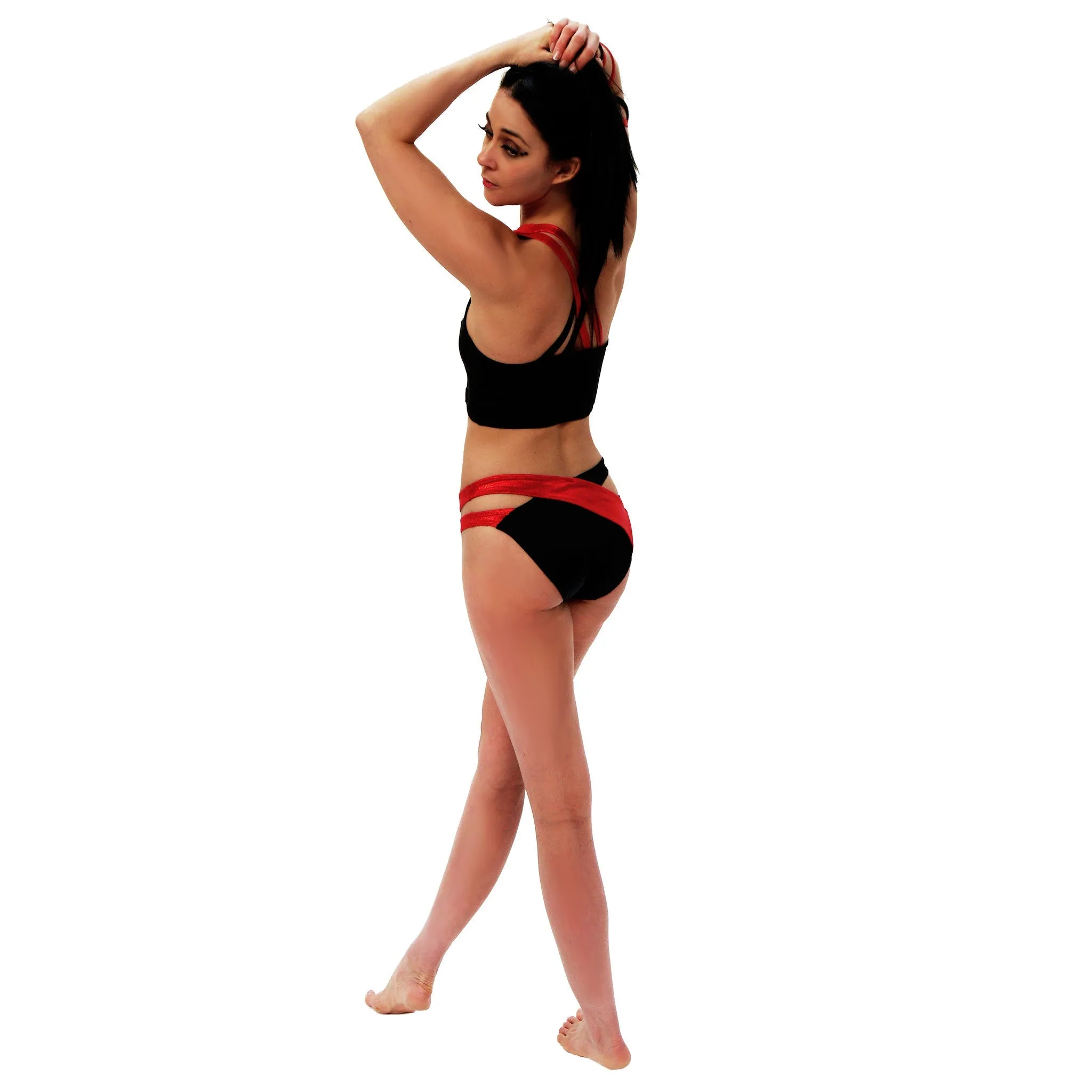 Empress Top - Black / Metallic Red
