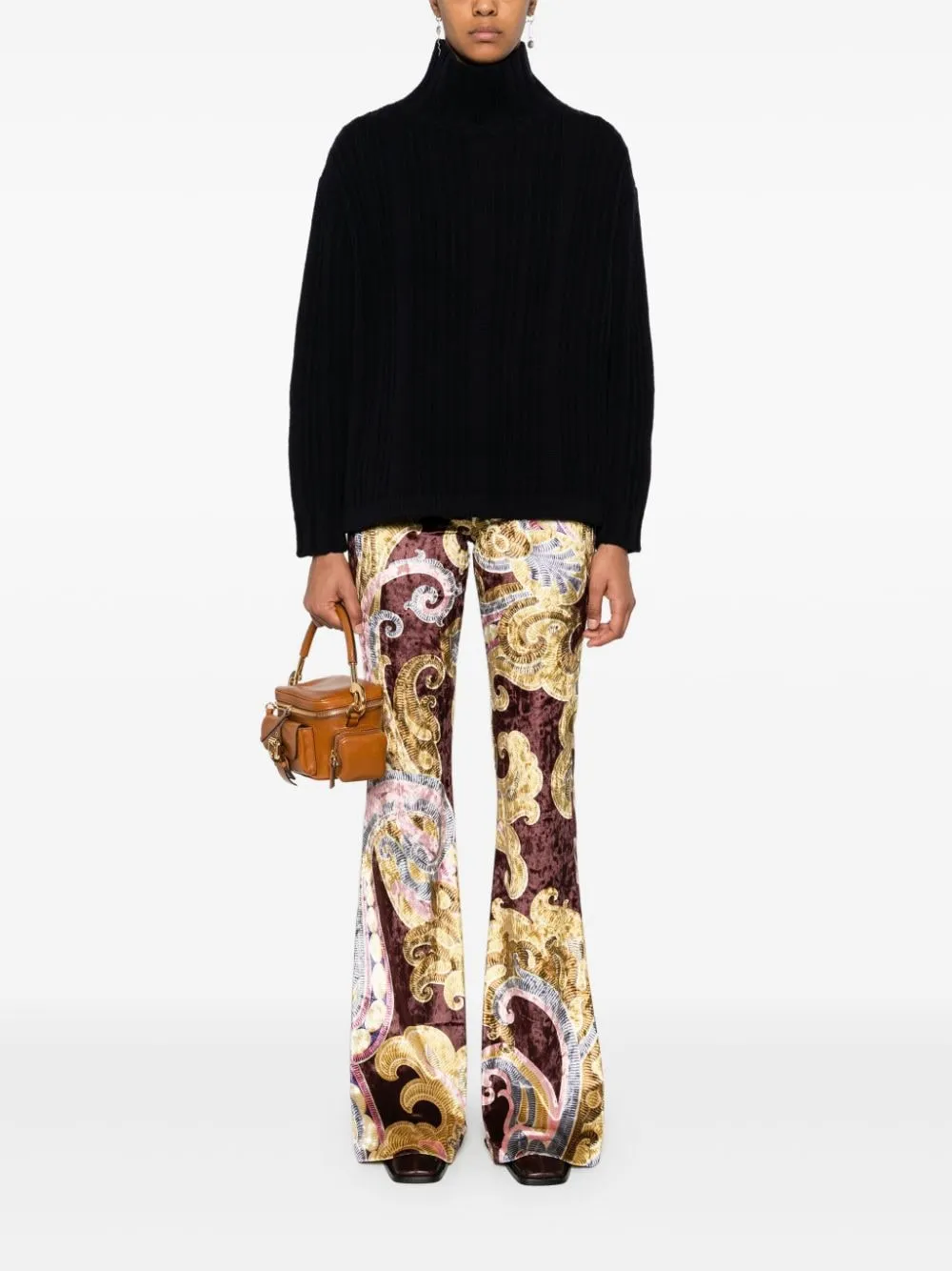ETRO Abstract Print High-Waisted Flared Leg Trousers