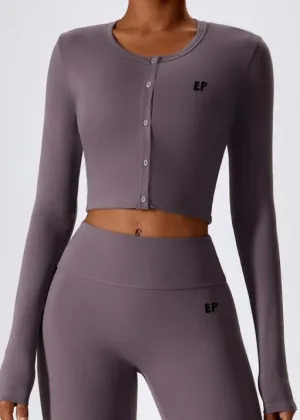 EVERYONE PRAYED UP - Fitted Long Sleeve Button Down Crop Top & Pants Set
