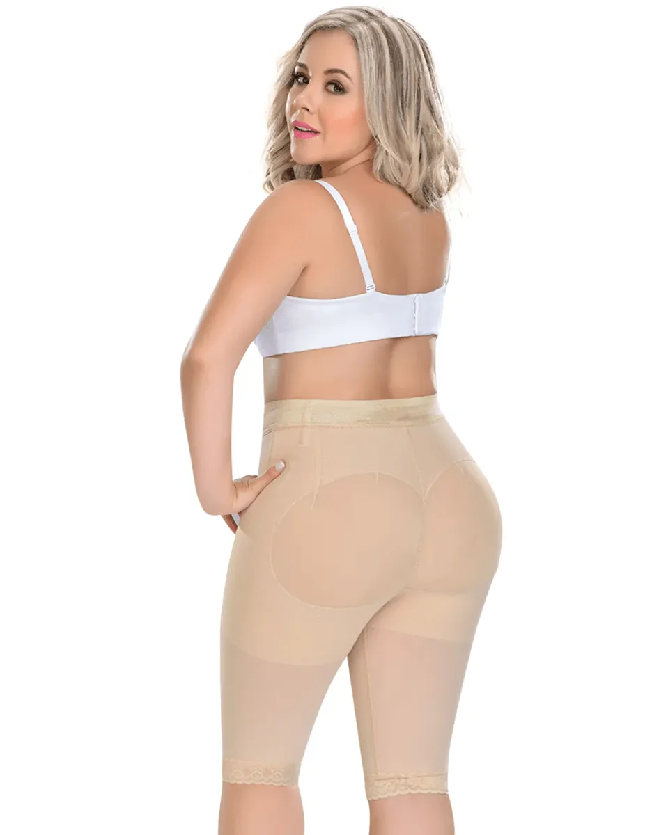 Fajas M & D High Waist Compression Shorts for Women - Beige