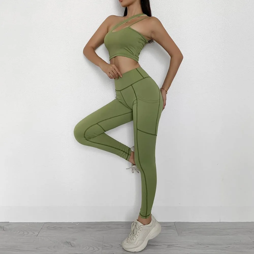 Fitness Wear 2peice Suits High Waist Legging Set