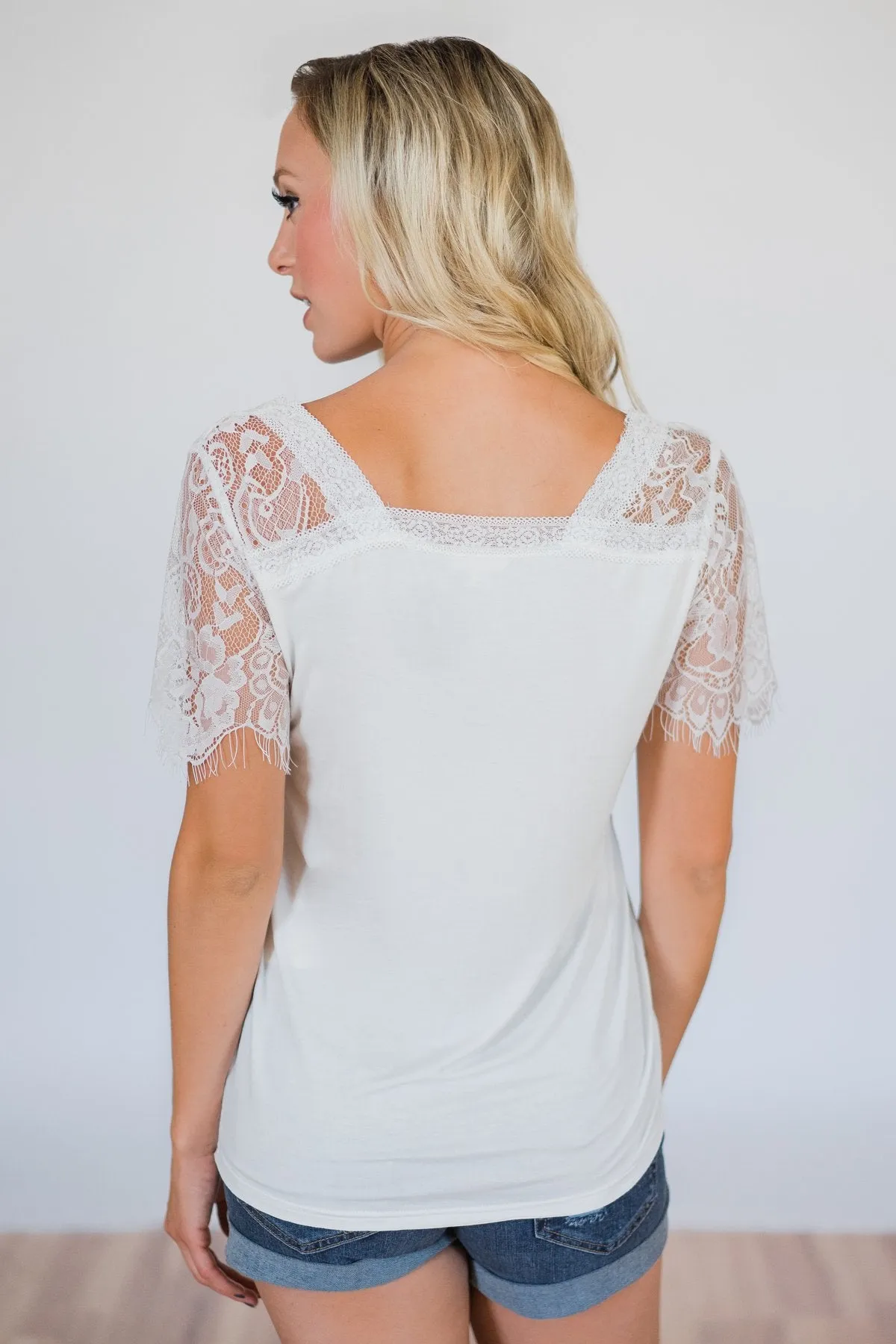 Flattering in Lace Top- Ivory