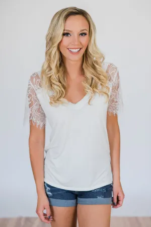Flattering in Lace Top- Ivory