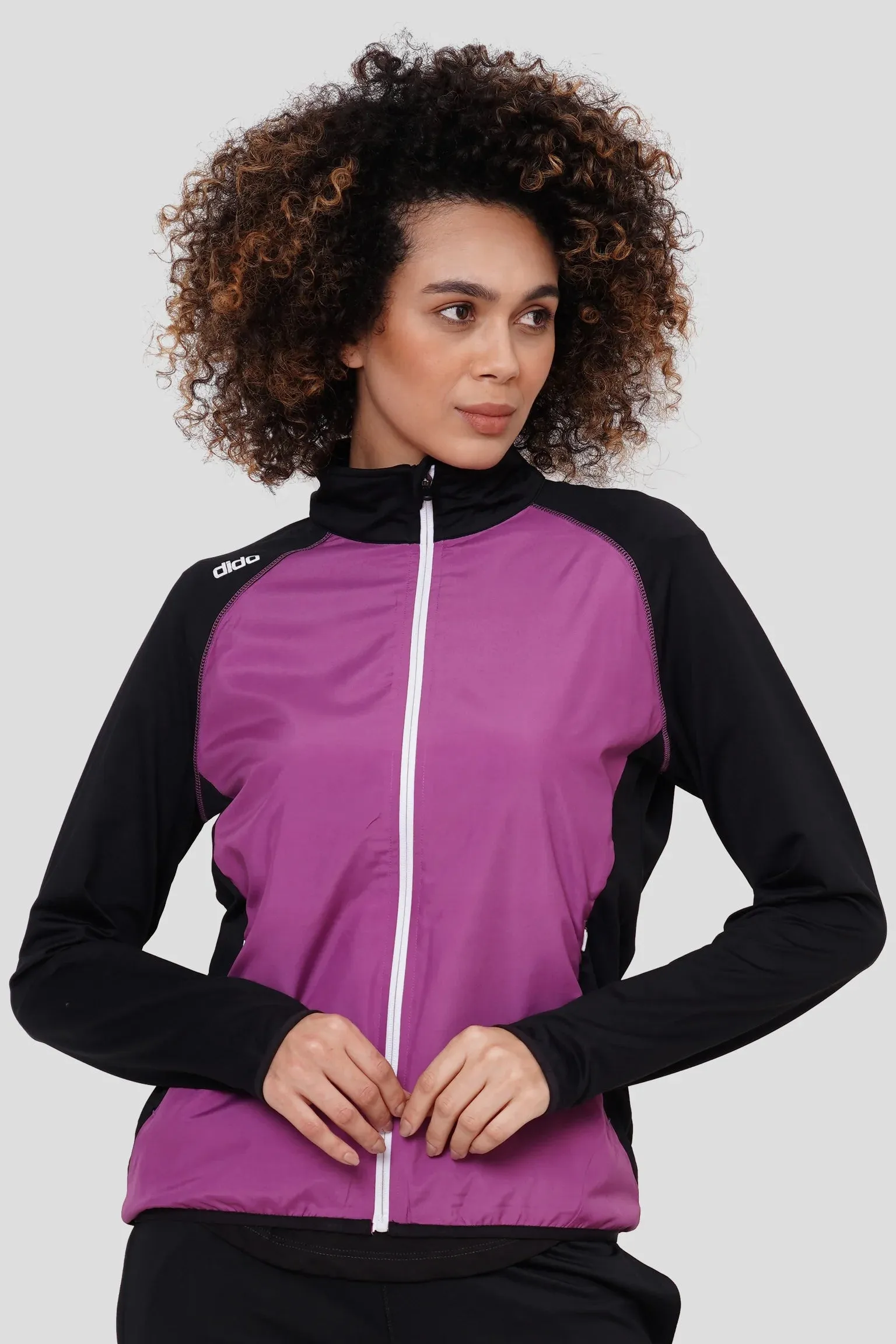 Fleece Stretchable Fitness Track Suit (Black Mauve) - Women