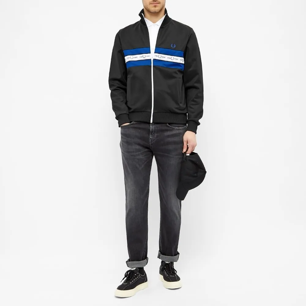 Fred Perry J8502 Taped Chest Track Jacket Black
