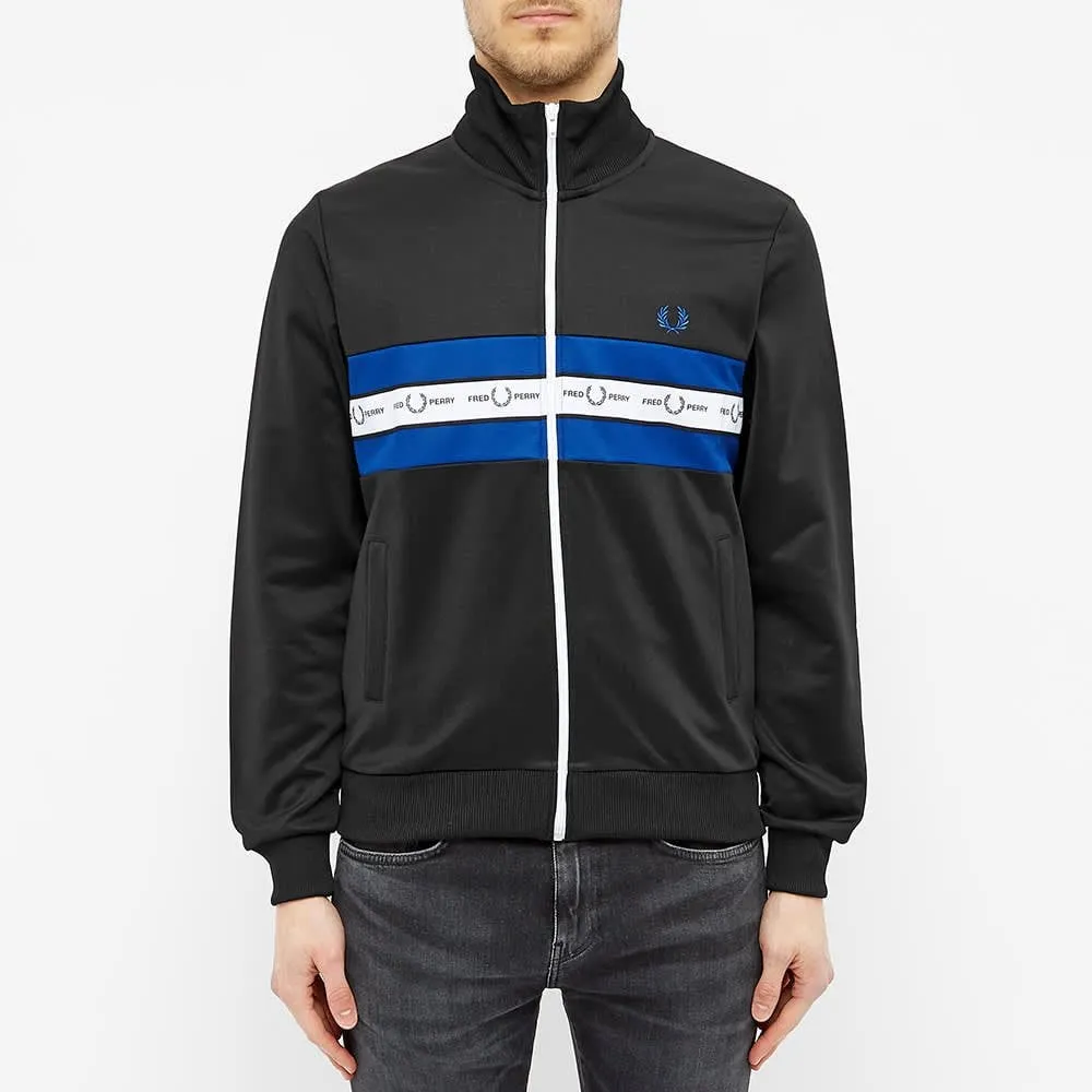 Fred Perry J8502 Taped Chest Track Jacket Black