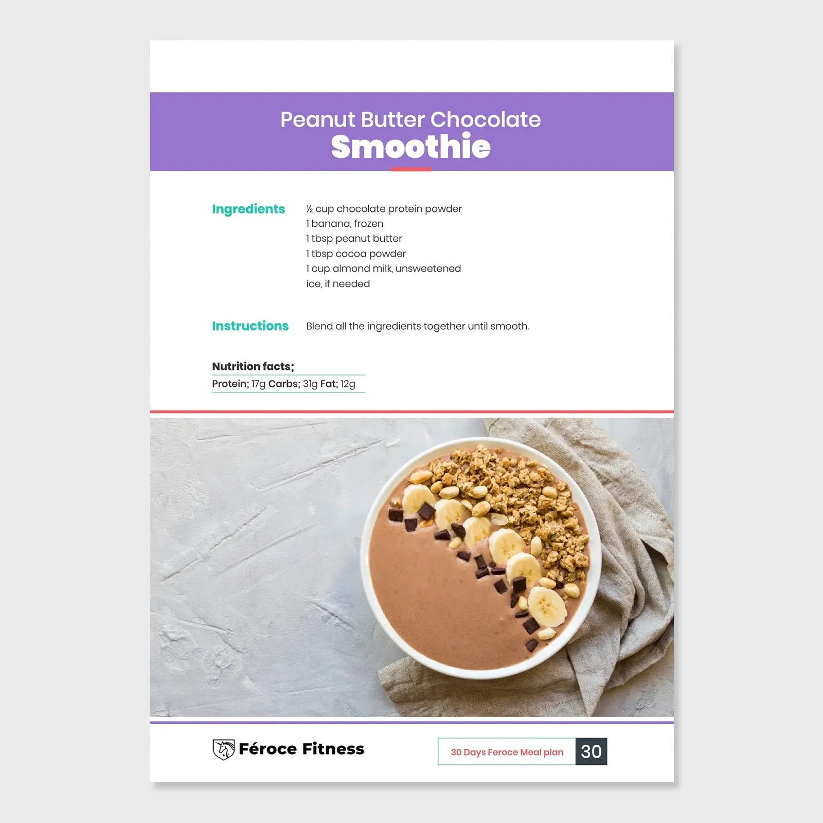 Féroce Fitness - 30-Day Meal Plan