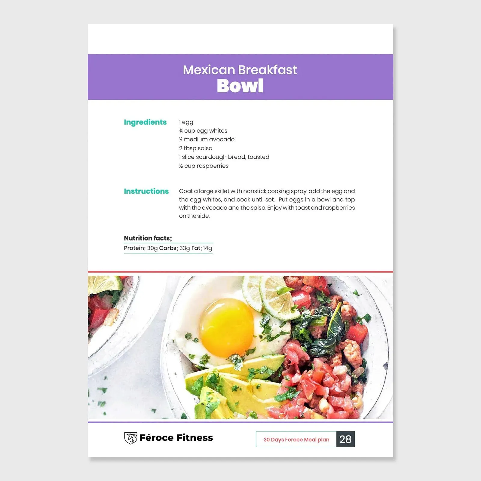 Féroce Fitness - 30-Day Meal Plan