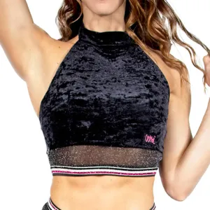 Glitter Mist Halter Top - Black