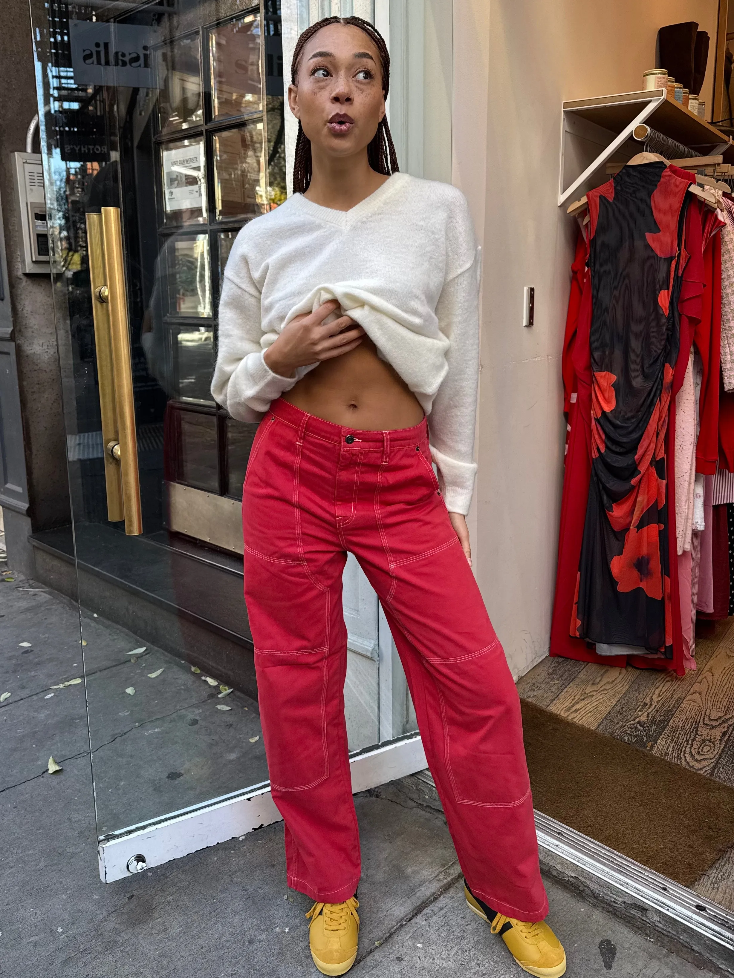 Grady High Rise Carpenter Pant in Rouge
