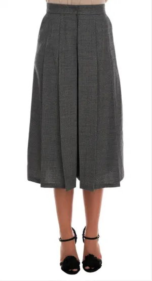 Gray Wool High Waist Long Shorts
