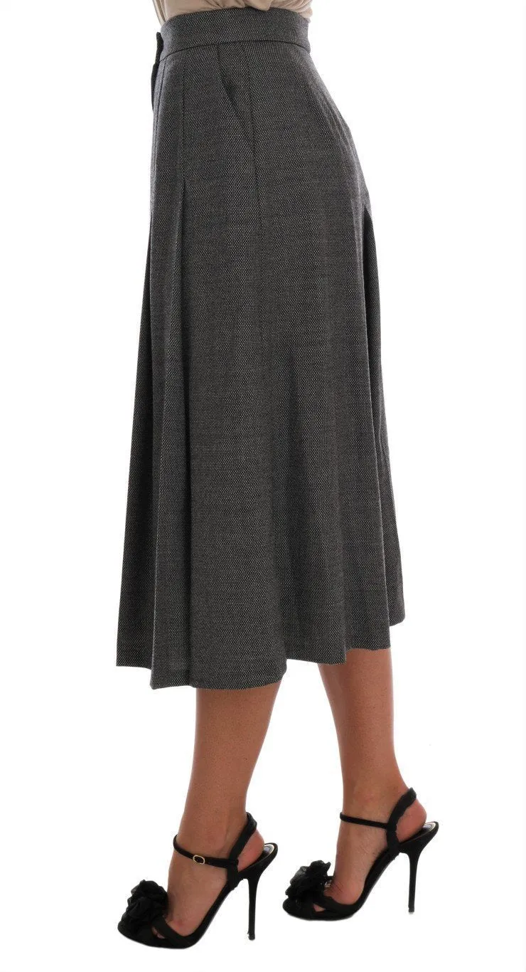 Gray Wool High Waist Long Shorts
