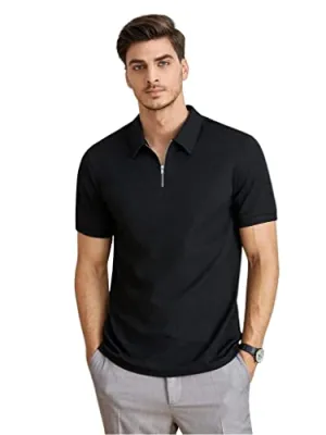 GRECIILOOKS VENSLOOKS Men's Cotton Regular Fit Solid Polo Neck T-Shirt | Men's Cotton Regular Fit Solid Polo Neck T-Shirt (XX-Large, Black)