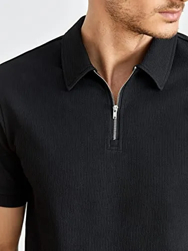 GRECIILOOKS VENSLOOKS Men's Cotton Regular Fit Solid Polo Neck T-Shirt | Men's Cotton Regular Fit Solid Polo Neck T-Shirt (XX-Large, Black)