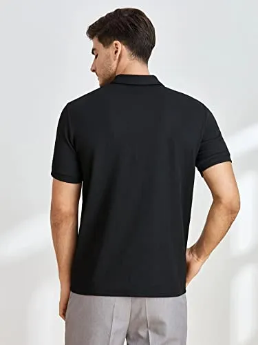 GRECIILOOKS VENSLOOKS Men's Cotton Regular Fit Solid Polo Neck T-Shirt | Men's Cotton Regular Fit Solid Polo Neck T-Shirt (XX-Large, Black)
