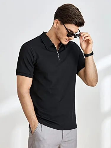 GRECIILOOKS VENSLOOKS Men's Cotton Regular Fit Solid Polo Neck T-Shirt | Men's Cotton Regular Fit Solid Polo Neck T-Shirt (XX-Large, Black)