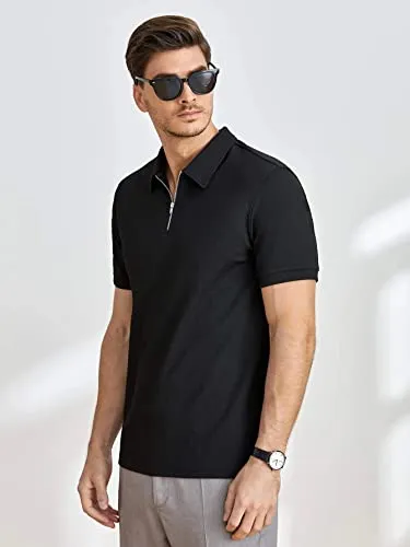 GRECIILOOKS VENSLOOKS Men's Cotton Regular Fit Solid Polo Neck T-Shirt | Men's Cotton Regular Fit Solid Polo Neck T-Shirt (XX-Large, Black)